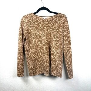 J Jill XS Petite Top Safari Animal Print Long Sleeve Lightweight Pullover Casual